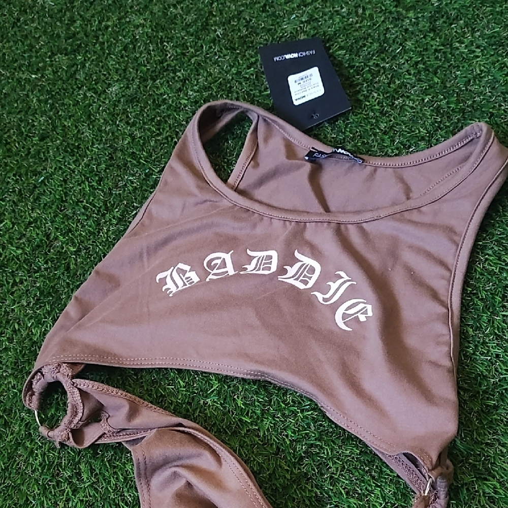 Brown Graphic One-Piece Swimsuit